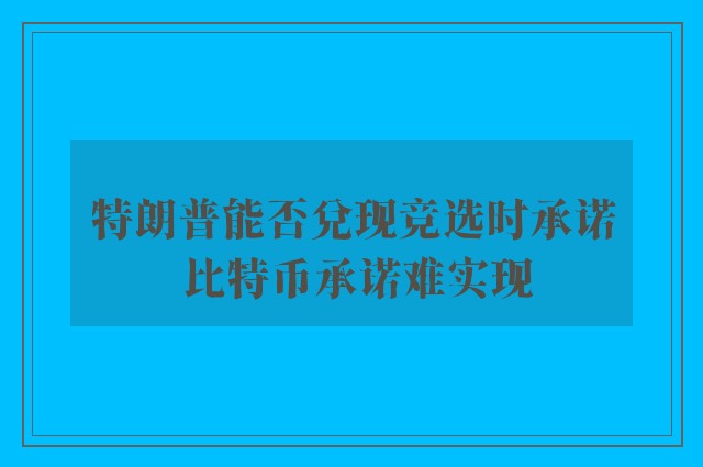 特朗普能否兑现竞选时承诺 比特币承诺难实现