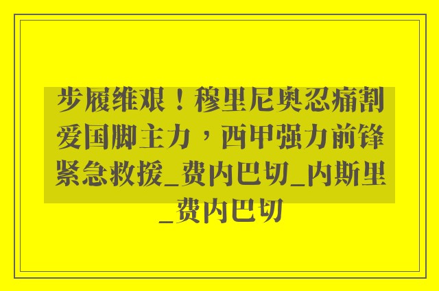 步履维艰！穆里尼奥忍痛割爱国脚主力，西甲强力前锋紧急救援_费内巴切_内斯里_费内巴切