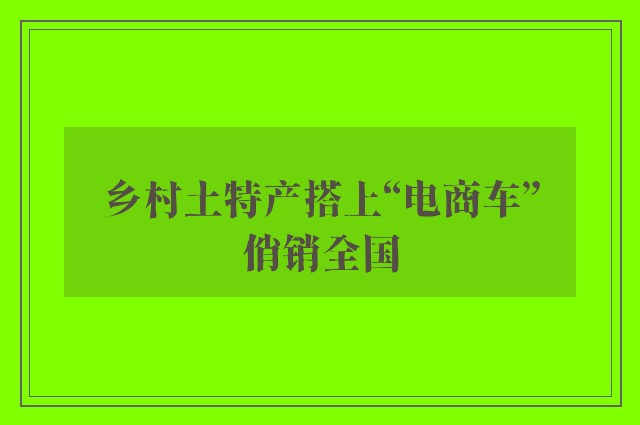 乡村土特产搭上“电商车”俏销全国