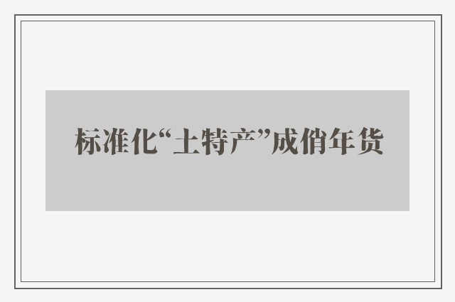 标准化“土特产”成俏年货