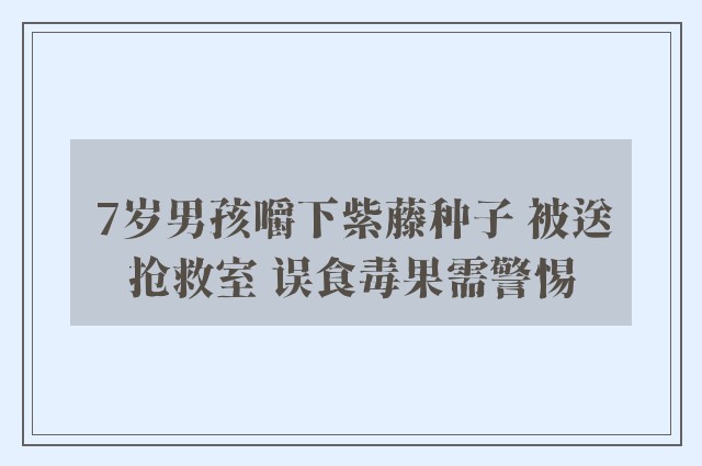 7岁男孩嚼下紫藤种子 被送抢救室 误食毒果需警惕